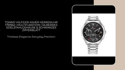 Tommy Hilfiger Asher Herrenuhr 1791852 | Multifunktion | Silbernes Edelstahlgeh&auml;use &amp; Schwarzes Zifferblatt by@Outfy