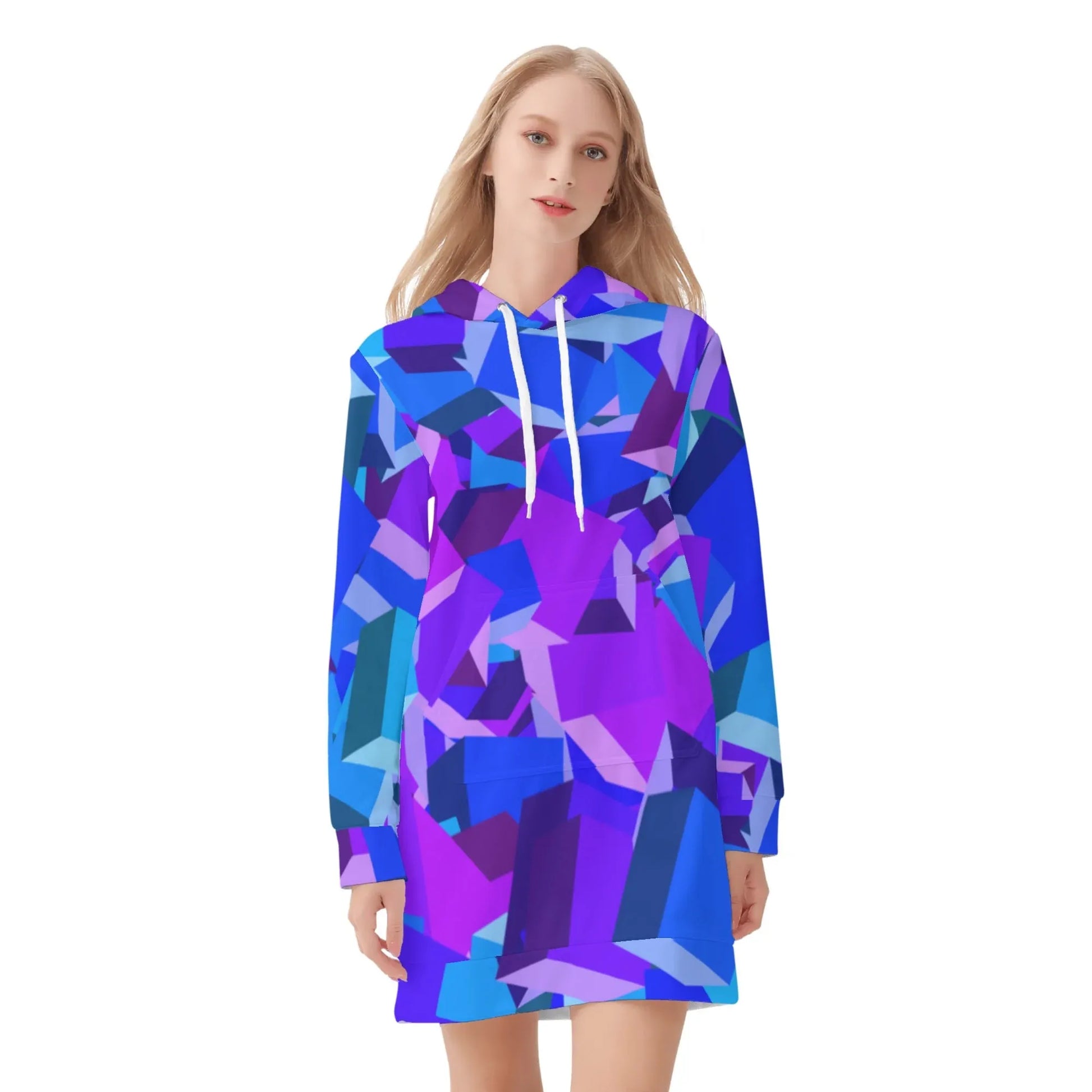 purple-cube-damen-hoodiekleid-warmes-velvet-kapuzenkleid-aus-weichem-samt-fleece-hoodiekleid-jlr-design-3 - JLR Design