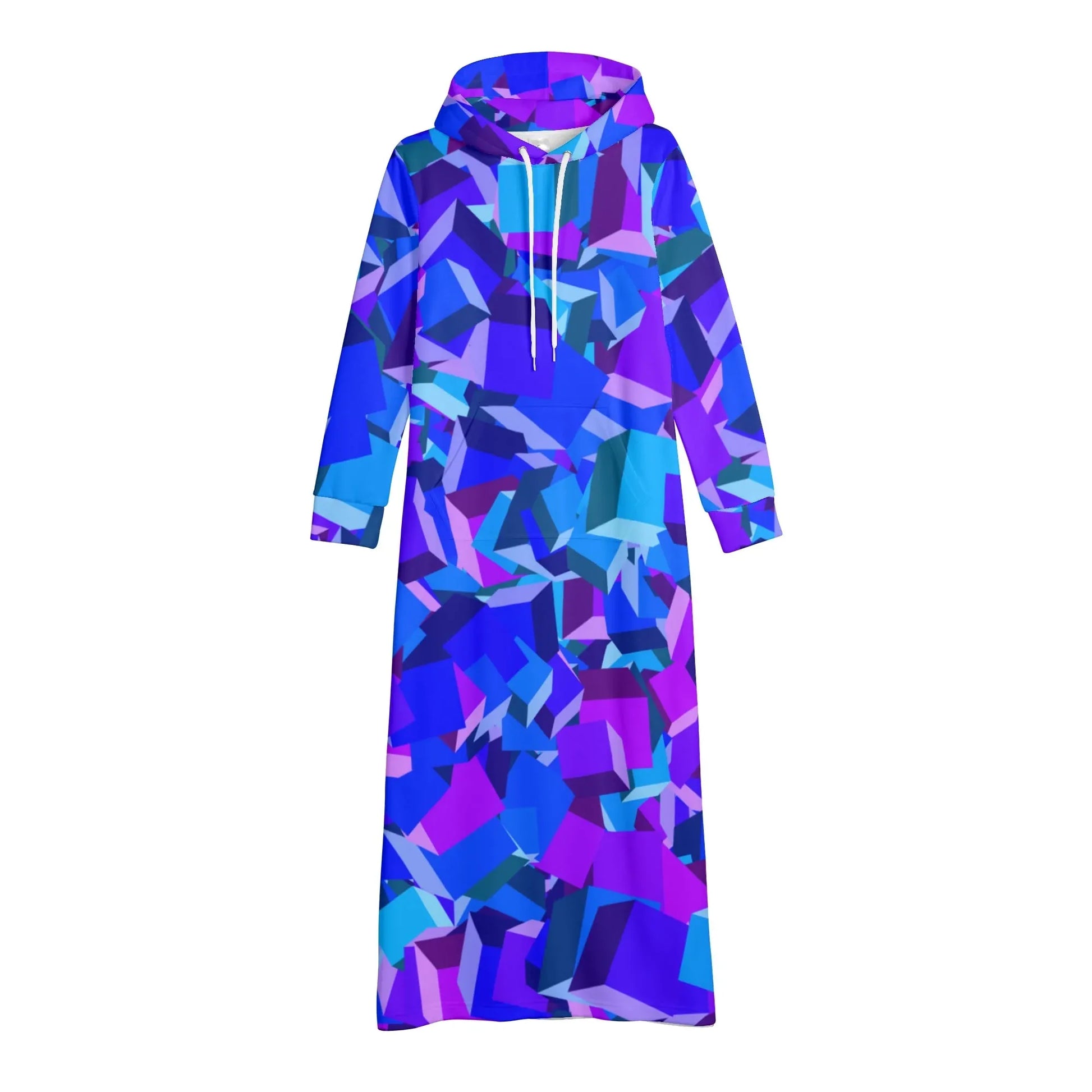 purple-cube-damen-maxi-hoodiekleid-knochellanges-kapuzenkleid-aus-weich-angerautem-fleece-hoodiekleid-jlr-design-4 - JLR Design