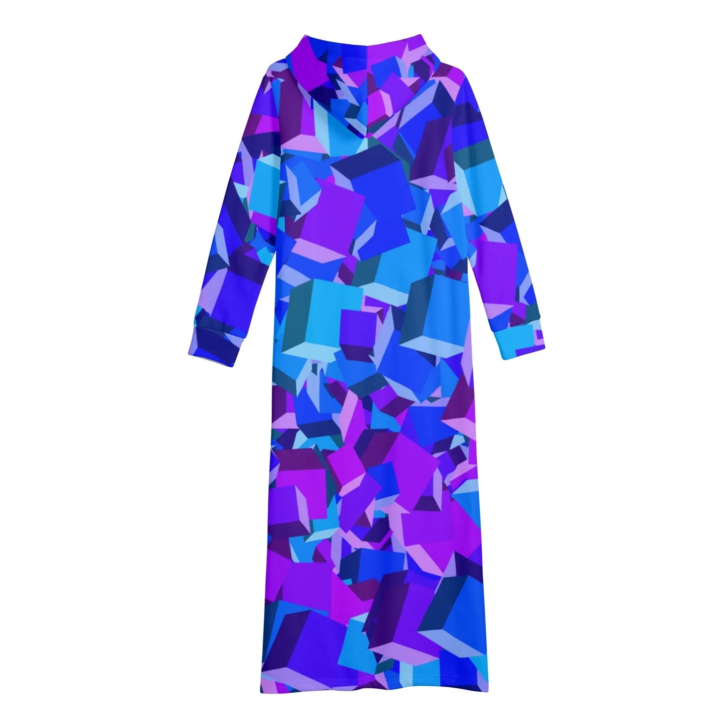 purple-cube-damen-maxi-hoodiekleid-knochellanges-kapuzenkleid-aus-weich-angerautem-fleece-hoodiekleid-jlr-design-5 - JLR Design