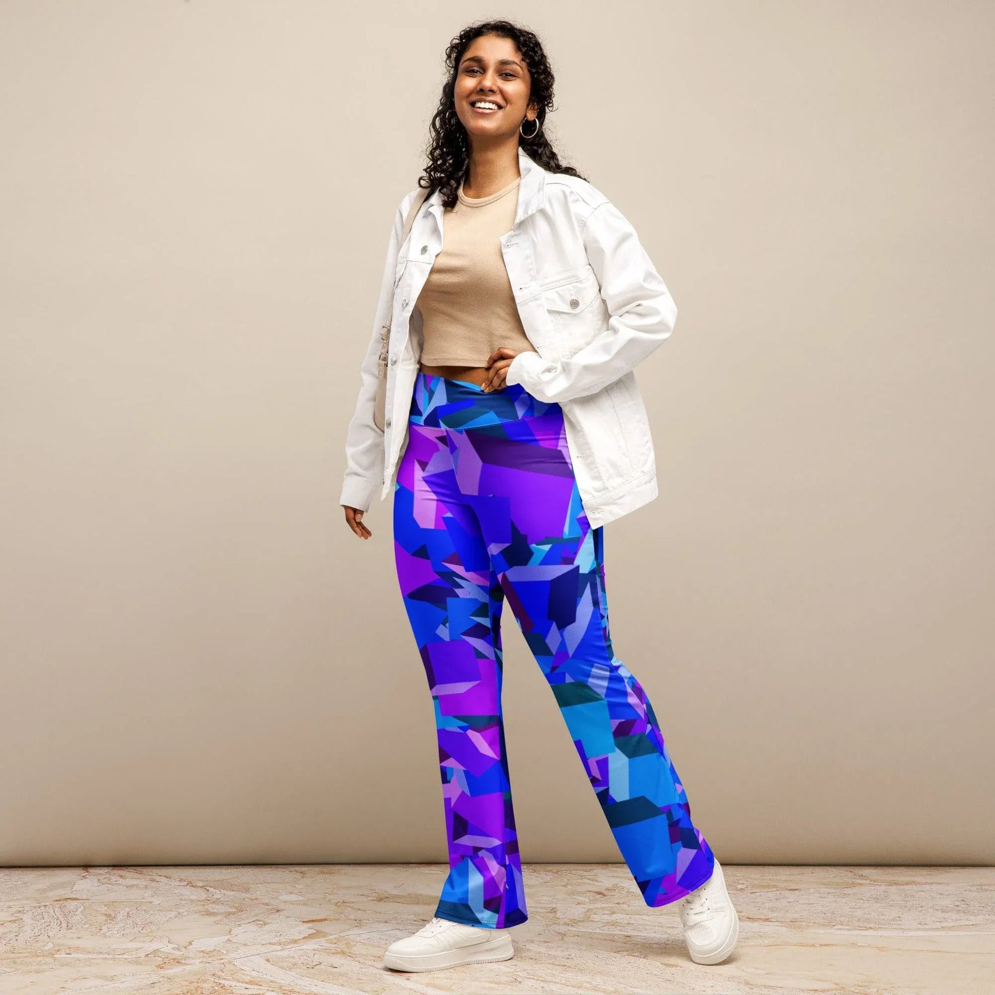 purple-cube-high-waist-flare-leggings-flare-leggings-jlr-design-3 - JLR Design