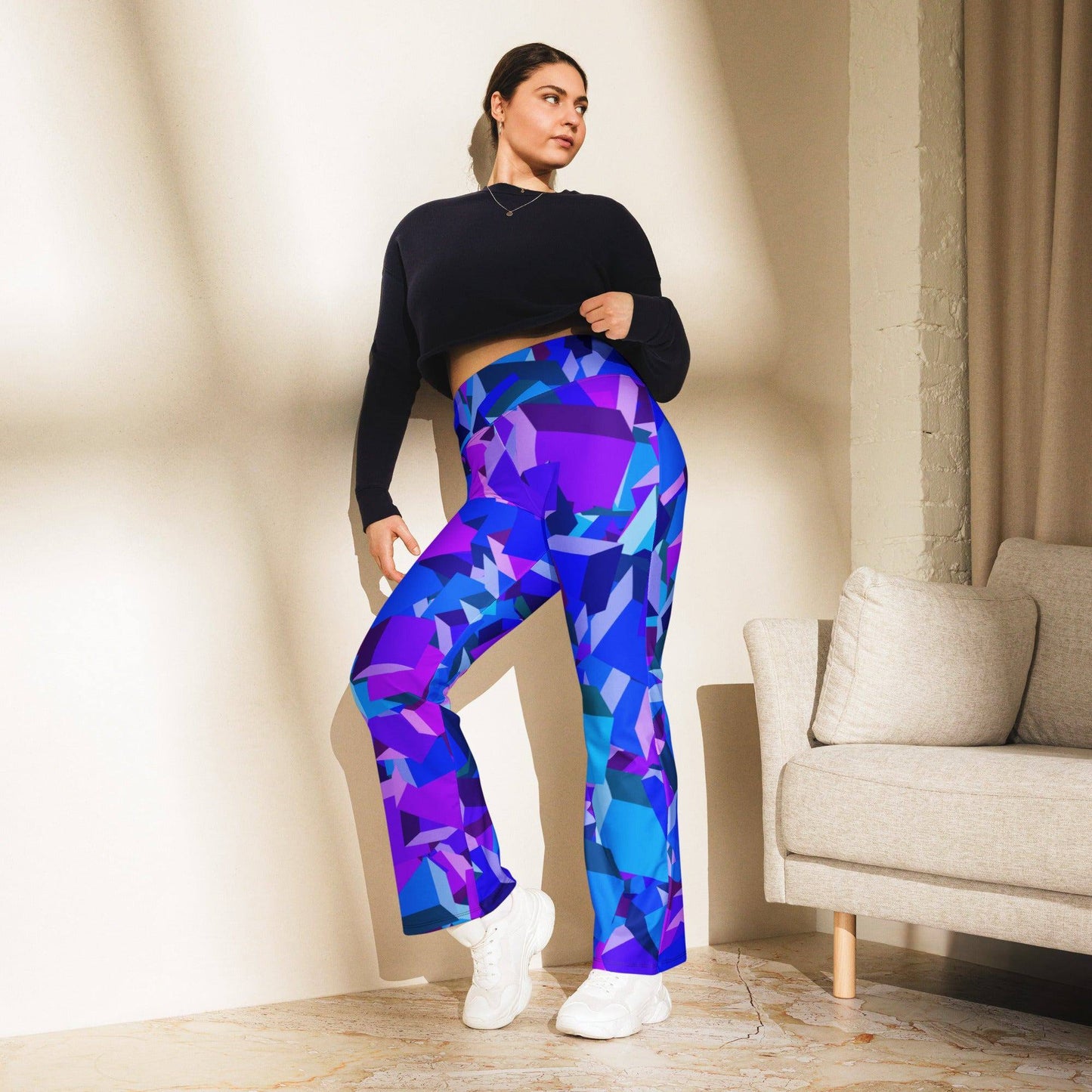 purple-cube-high-waist-flare-leggings-flare-leggings-jlr-design-4 - JLR Design