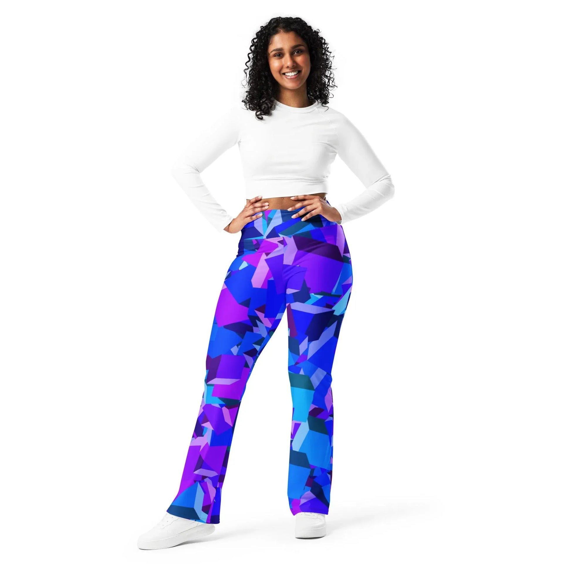 purple-cube-high-waist-flare-leggings-flare-leggings-jlr-design-8 - JLR Design