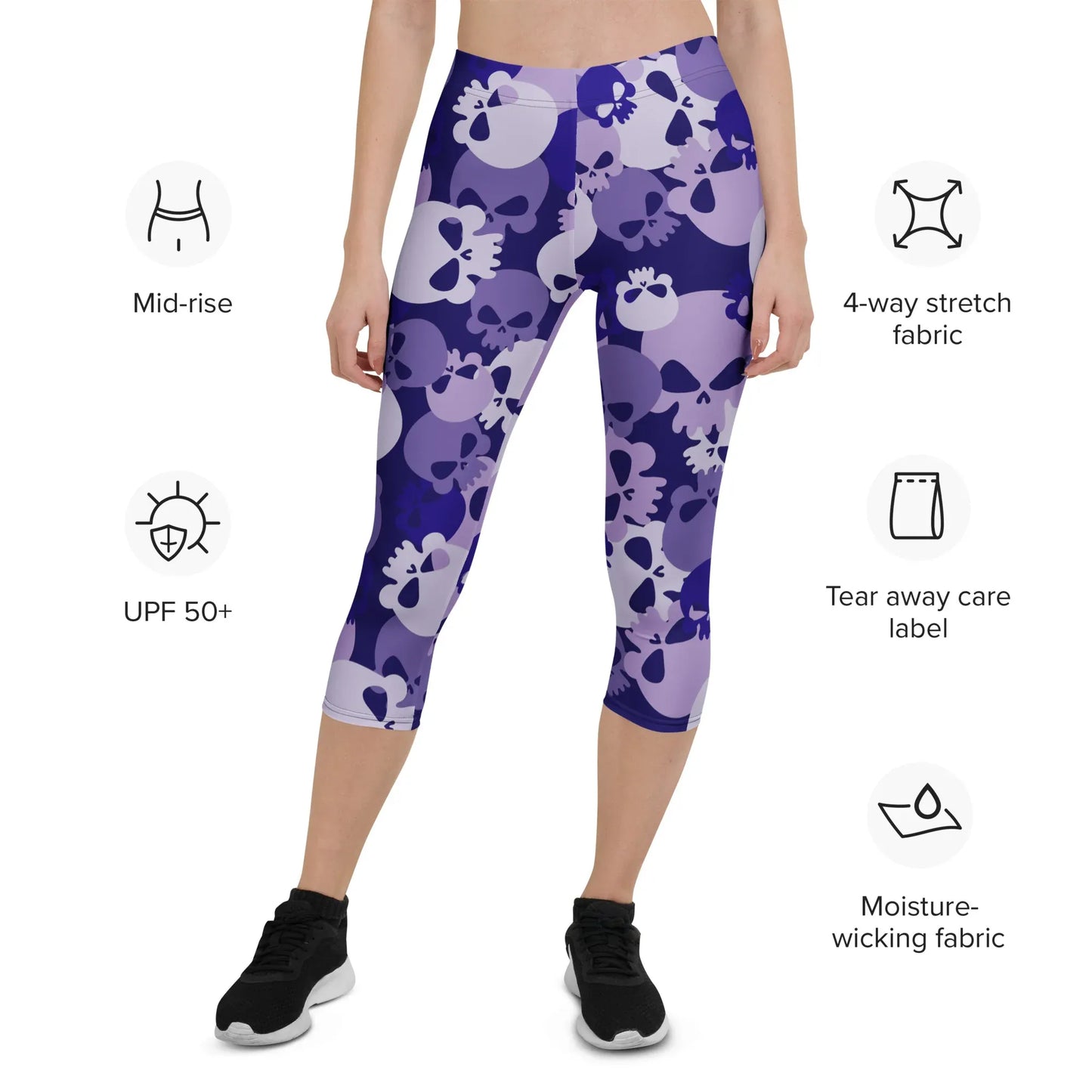 purple-skull-damen-capri-leggings-capri-leggings-jlr-design-6 - JLR Design