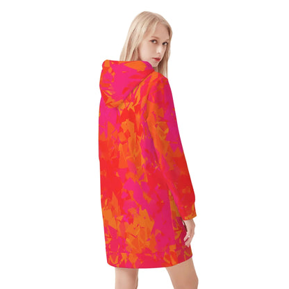 red-crystal-damen-hoodiekleid-warmes-velvet-kapuzenkleid-aus-weichem-samt-fleece-hoodiekleid-jlr-design-2 - JLR Design