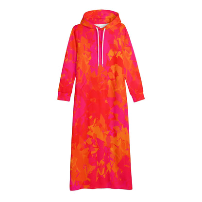 red-crystal-damen-maxi-hoodiekleid-knochellanges-kapuzenkleid-aus-weich-angerautem-fleece-hoodiekleid-jlr-design-4 - JLR Design