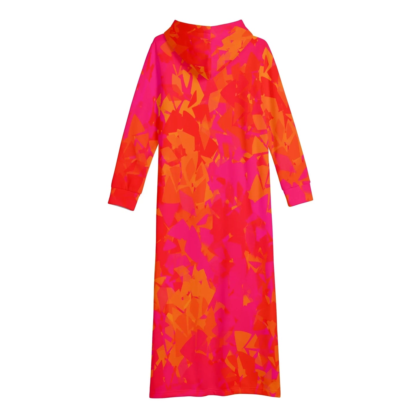red-crystal-damen-maxi-hoodiekleid-knochellanges-kapuzenkleid-aus-weich-angerautem-fleece-hoodiekleid-jlr-design-5 - JLR Design