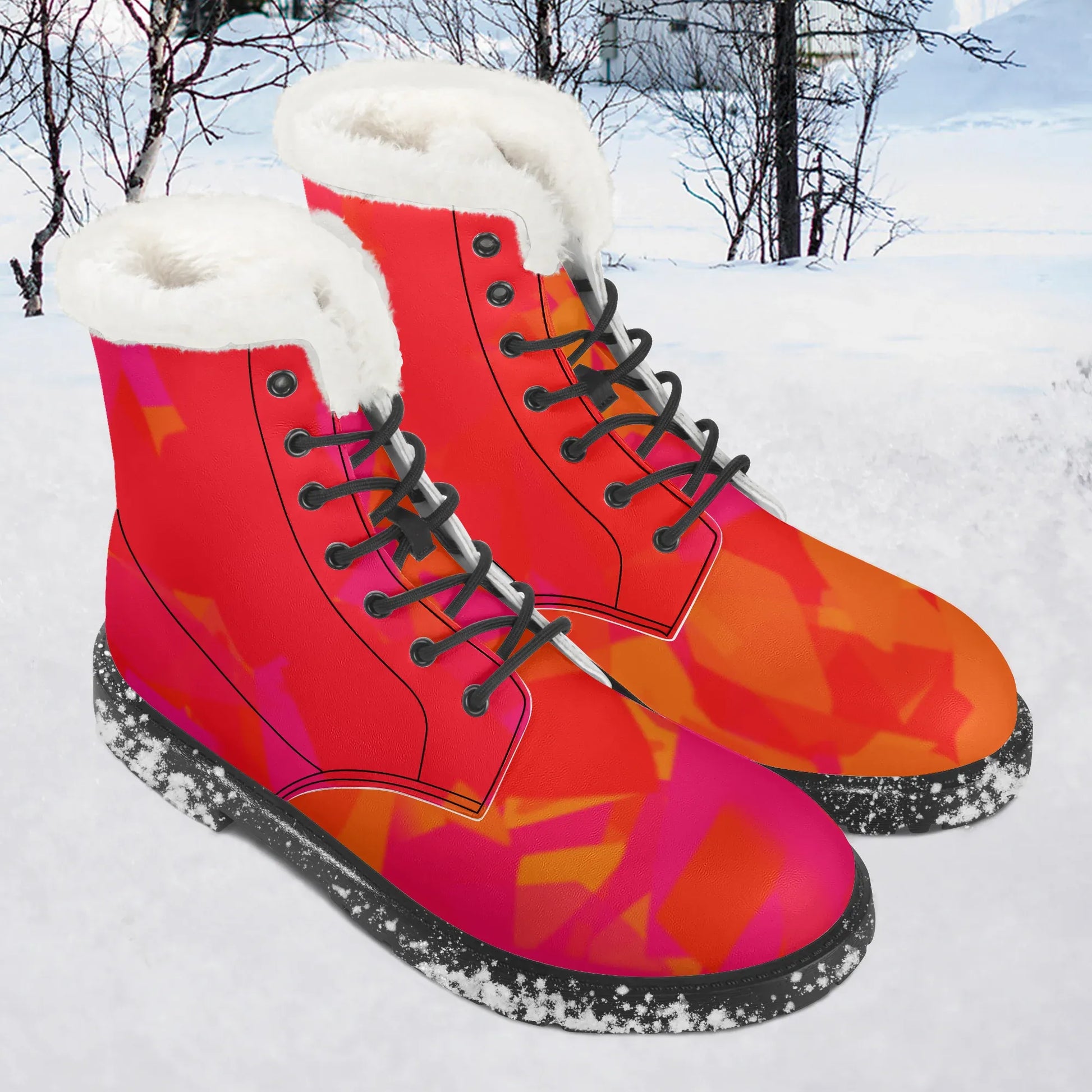 red-crystal-faux-fur-leder-boots-boots-jlr-design-1 - JLR Design