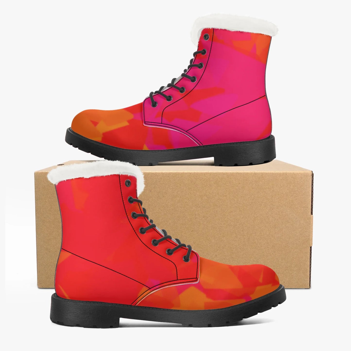 red-crystal-faux-fur-leder-boots-boots-jlr-design-5 - JLR Design