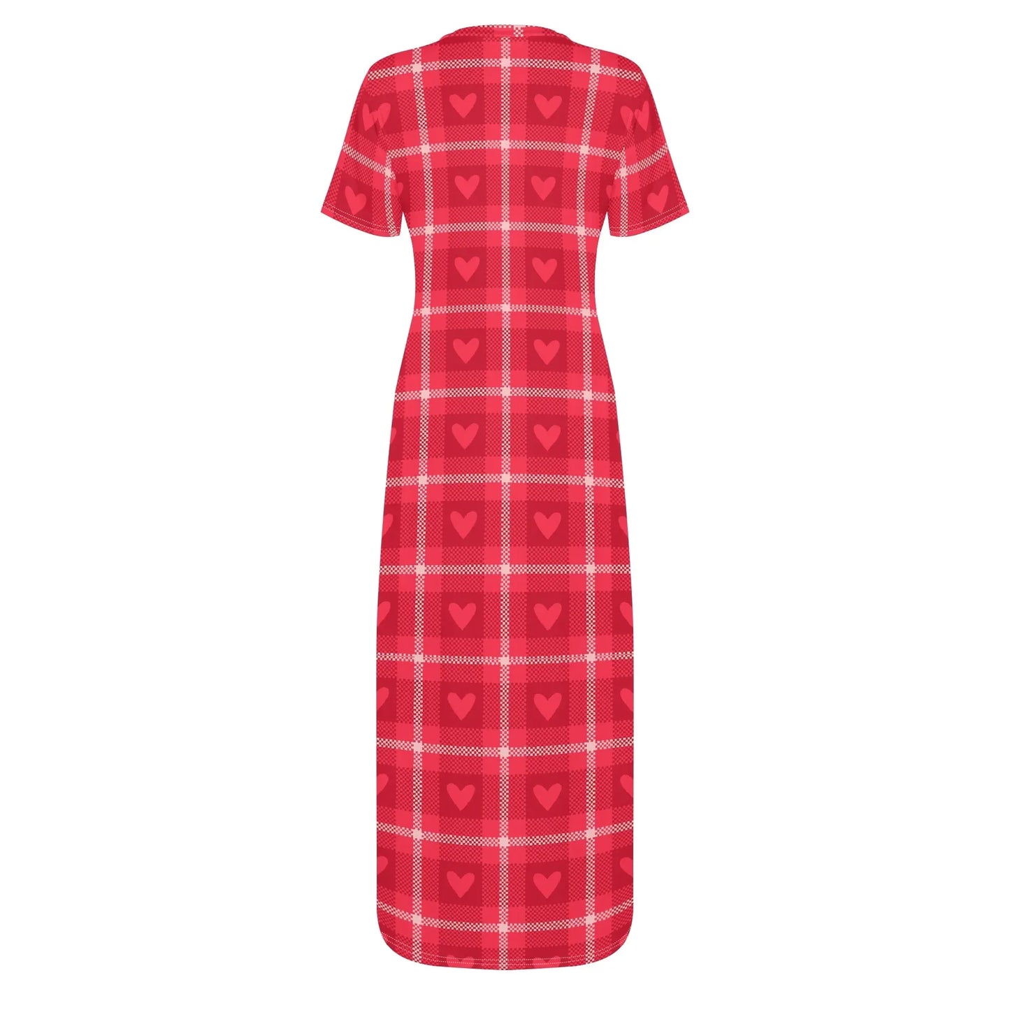 red-flanell-heart-short-sleeve-long-dress-long-dress-jlr-design-4 - JLR Design