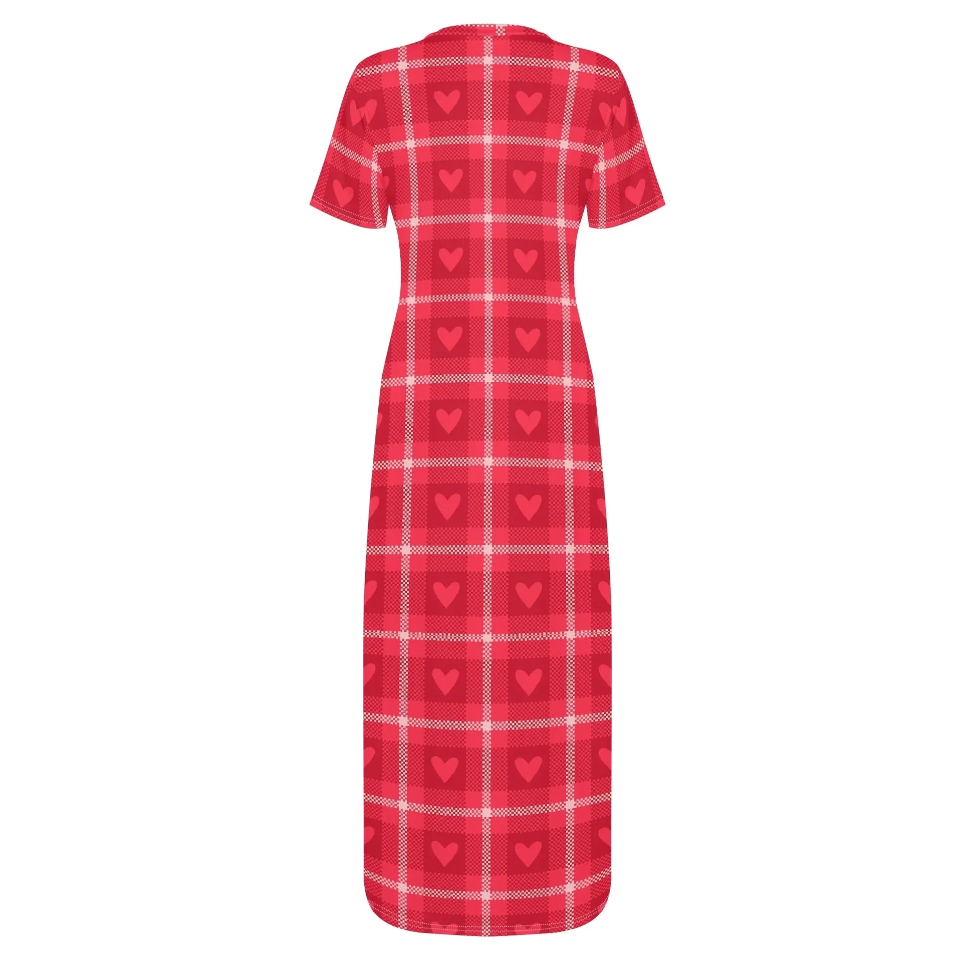 red-flanell-heart-short-sleeve-long-dress-long-dress-jlr-design-4 - JLR Design
