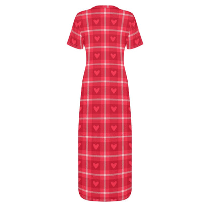red-flanell-heart-short-sleeve-long-dress-long-dress-jlr-design-4 - JLR Design