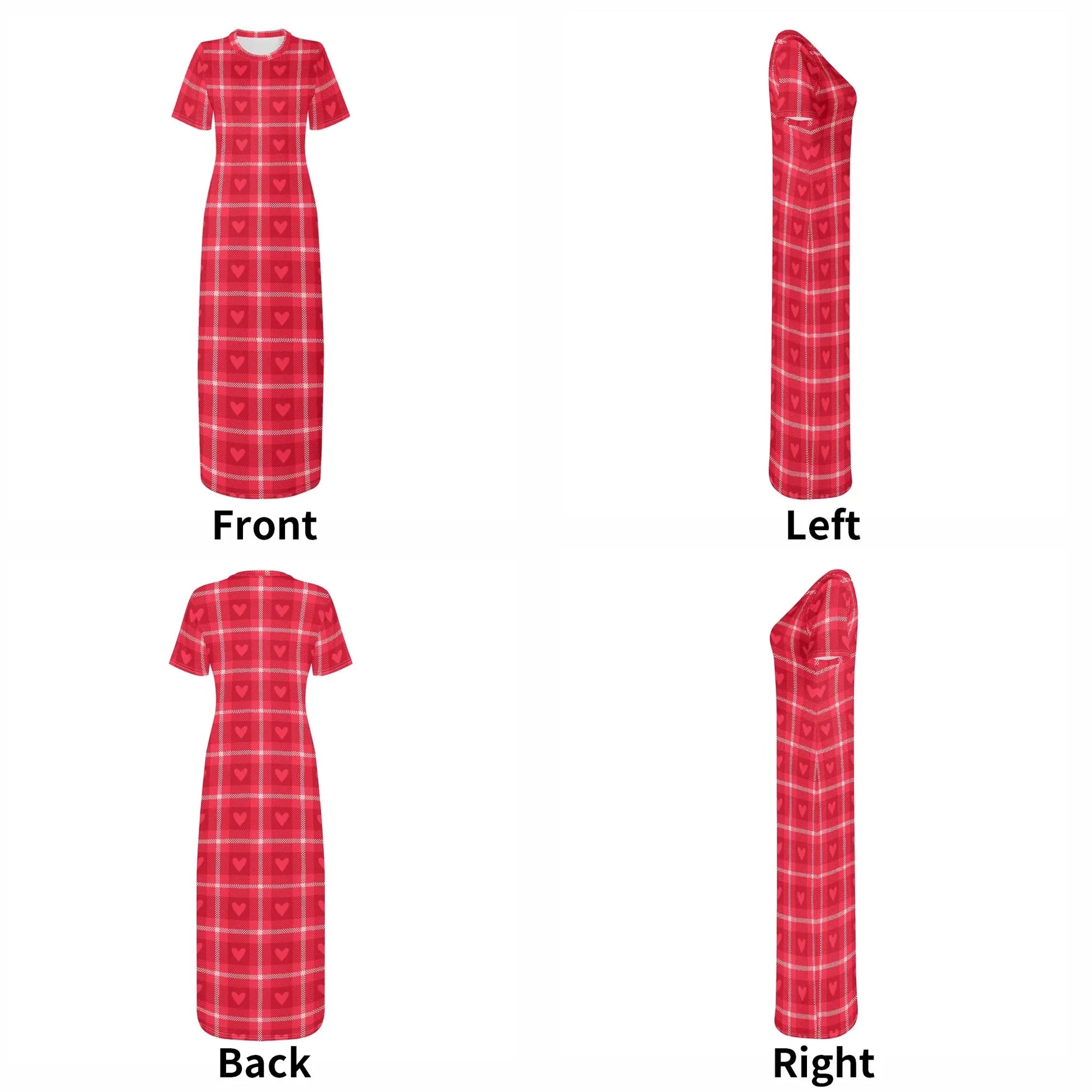red-flanell-heart-short-sleeve-long-dress-long-dress-jlr-design-7 - JLR Design