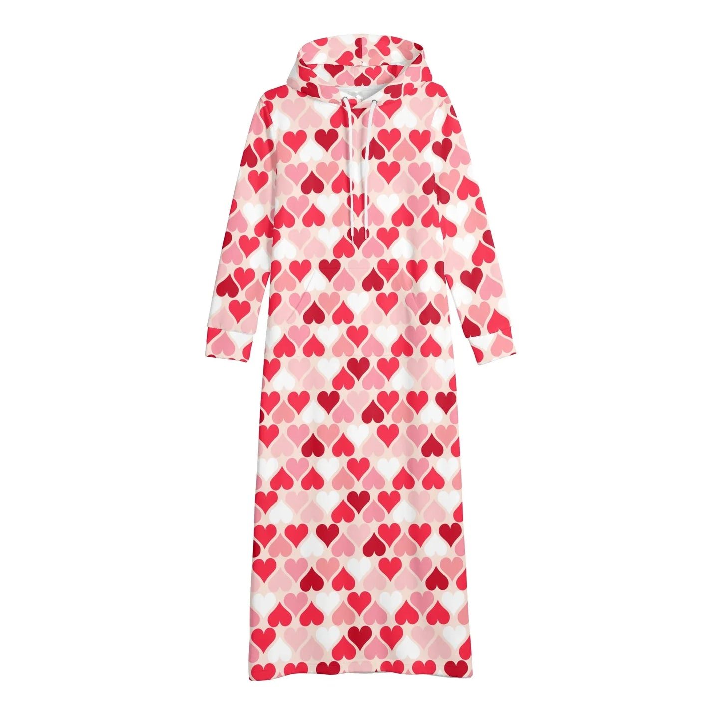 red-hearts-damen-maxi-hoodiekleid-knochellanges-kapuzenkleid-aus-weich-angerautem-fleece-hoodiekleid-jlr-design-4 - JLR Design