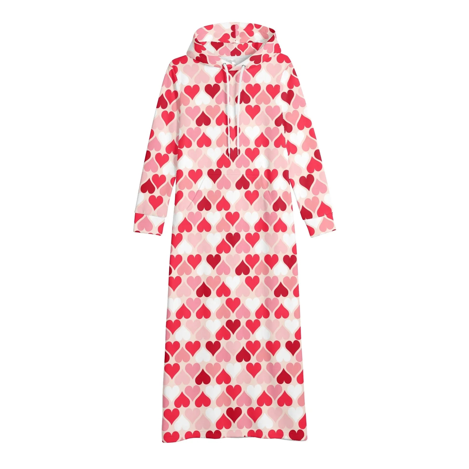 red-hearts-damen-maxi-hoodiekleid-knochellanges-kapuzenkleid-aus-weich-angerautem-fleece-hoodiekleid-jlr-design-4 - JLR Design