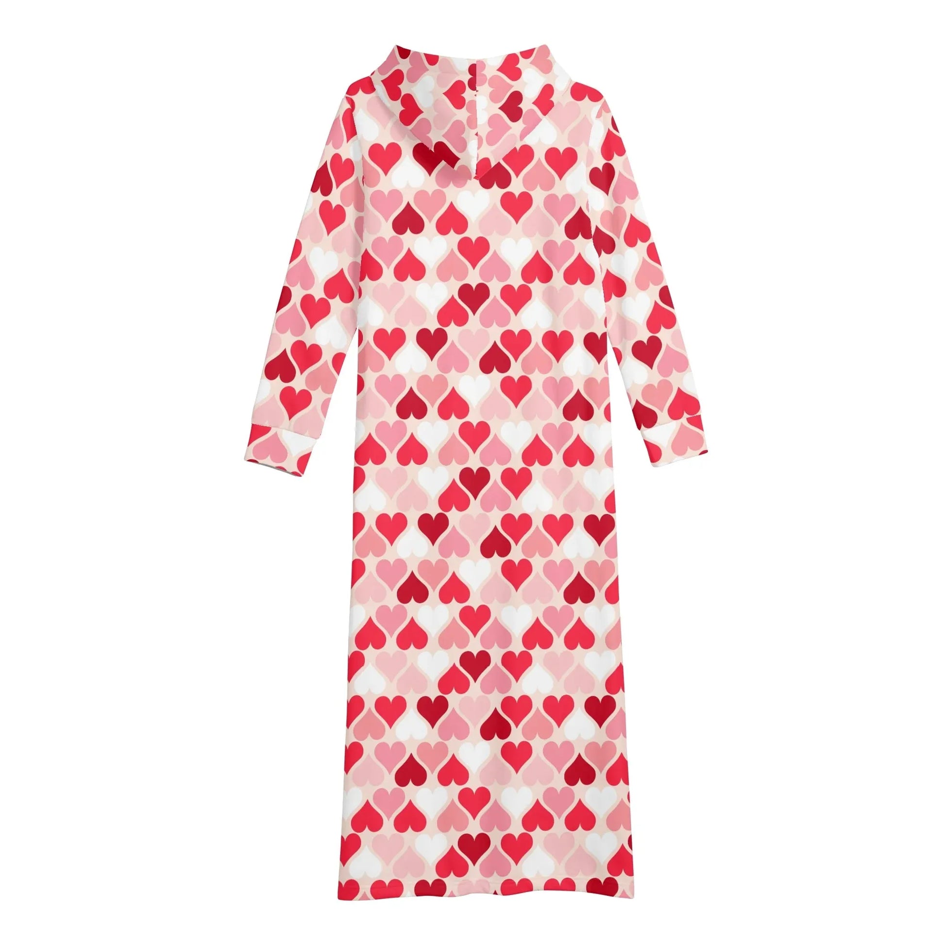 red-hearts-damen-maxi-hoodiekleid-knochellanges-kapuzenkleid-aus-weich-angerautem-fleece-hoodiekleid-jlr-design-5 - JLR Design