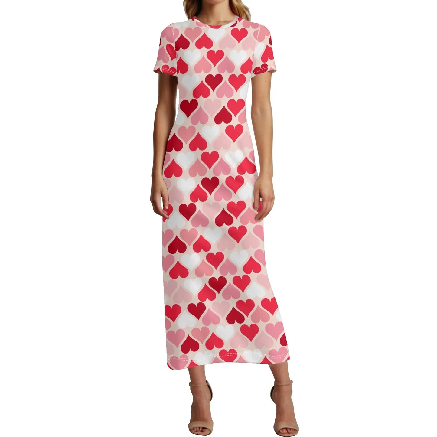 red-hearts-short-sleeve-long-dress-long-dress-jlr-design-1 - JLR Design
