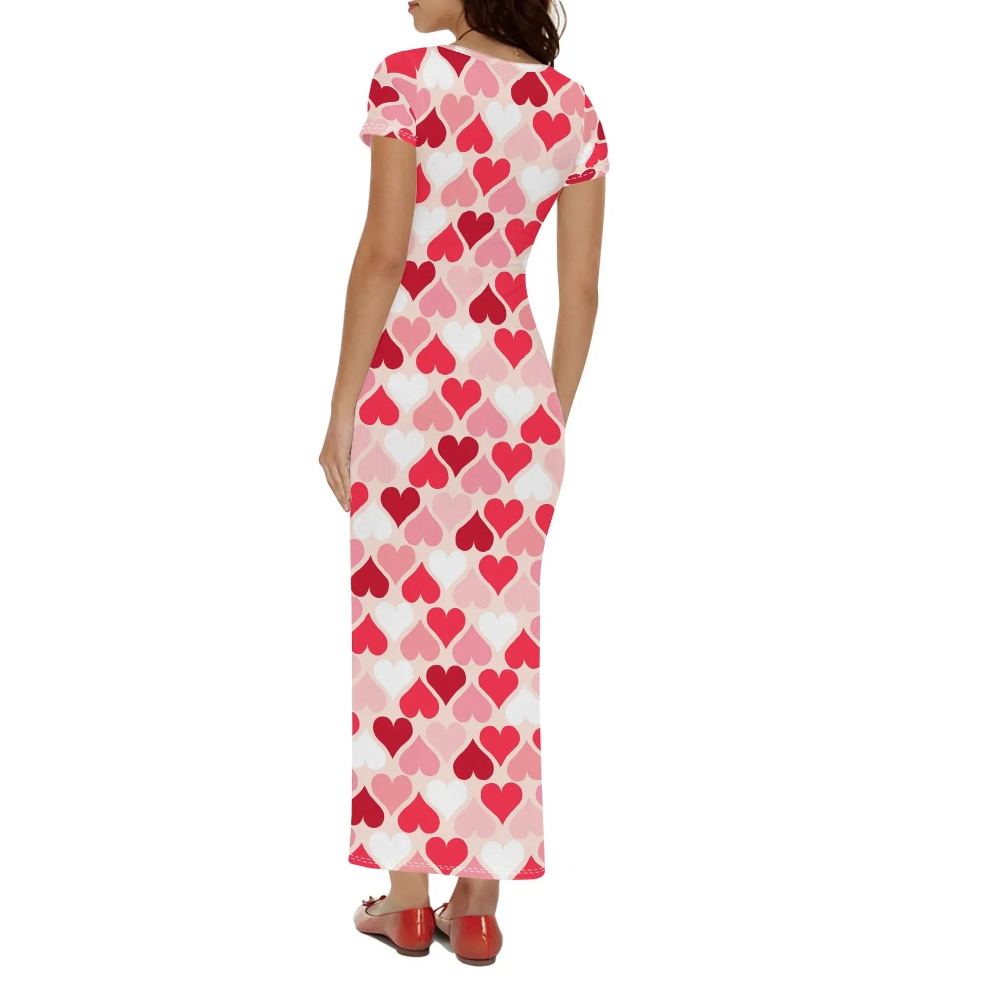 red-hearts-short-sleeve-long-dress-long-dress-jlr-design-2 - JLR Design