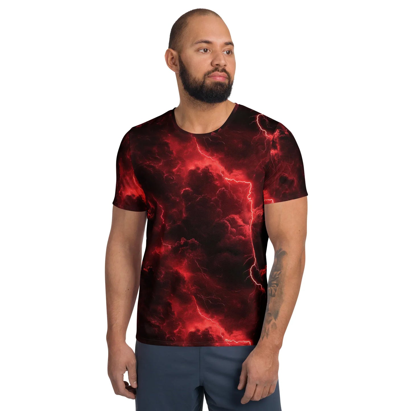 red-lightning-sport-t-shirt-fur-herren-sport-t-shirt-jlr-design-1 - JLR Design
