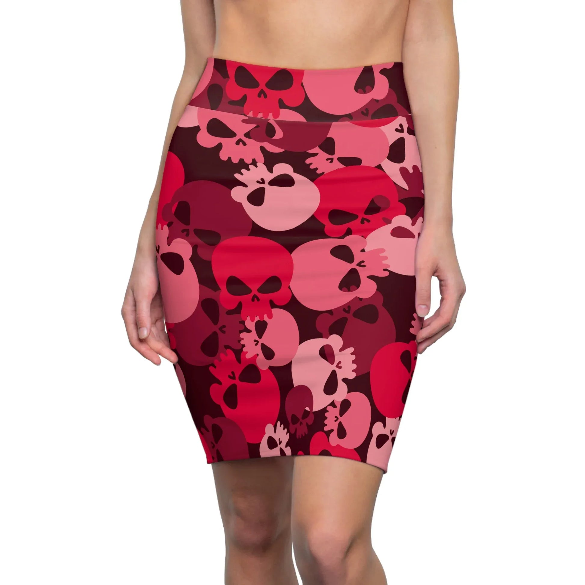 red-skull-bleistiftrock-fur-damen-eleganter-mid-waist-rock-mit-stretch-komfort-bleistiftrock-jlr-design-1 - JLR Design
