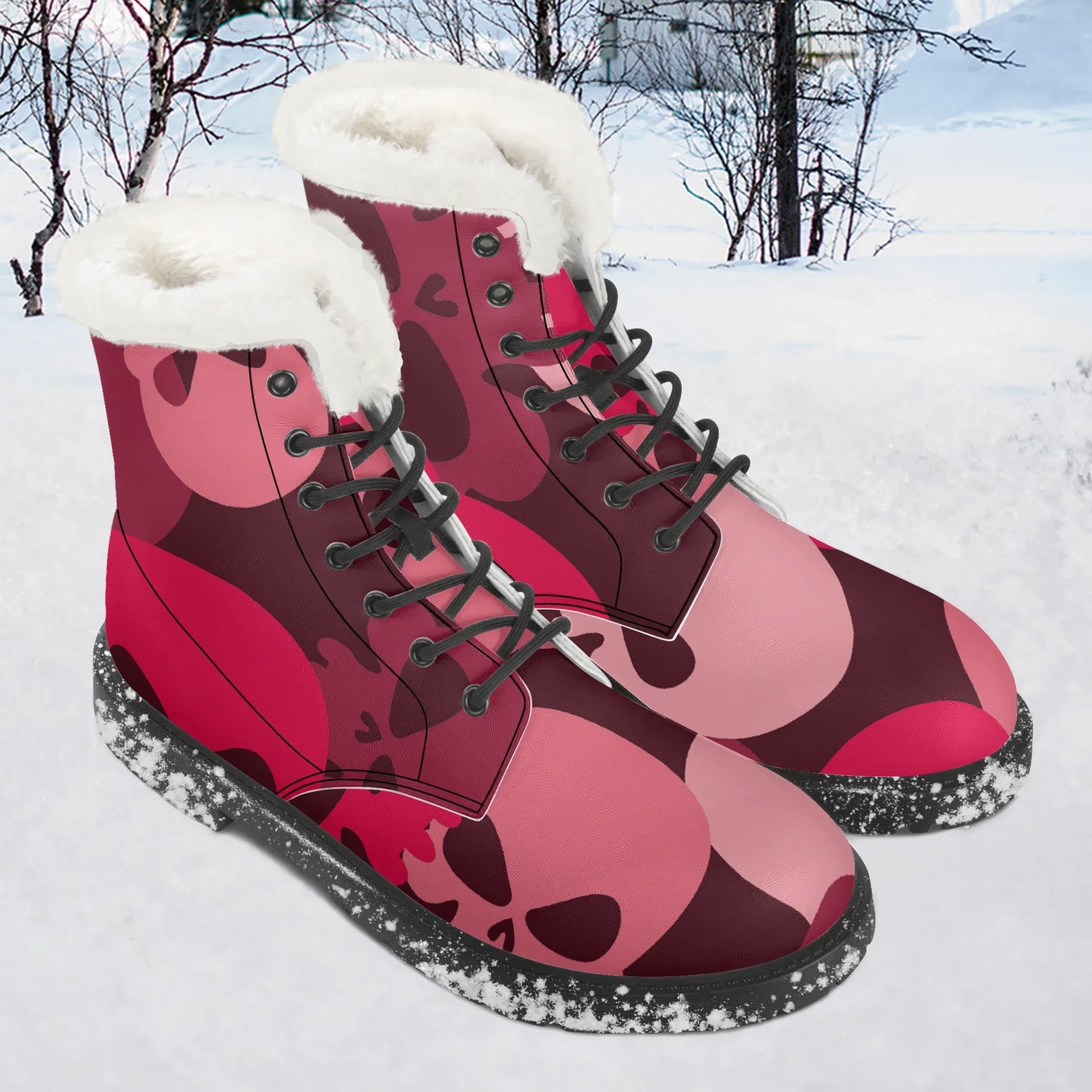 red-skull-faux-fur-leder-boots-boots-jlr-design-1 - JLR Design