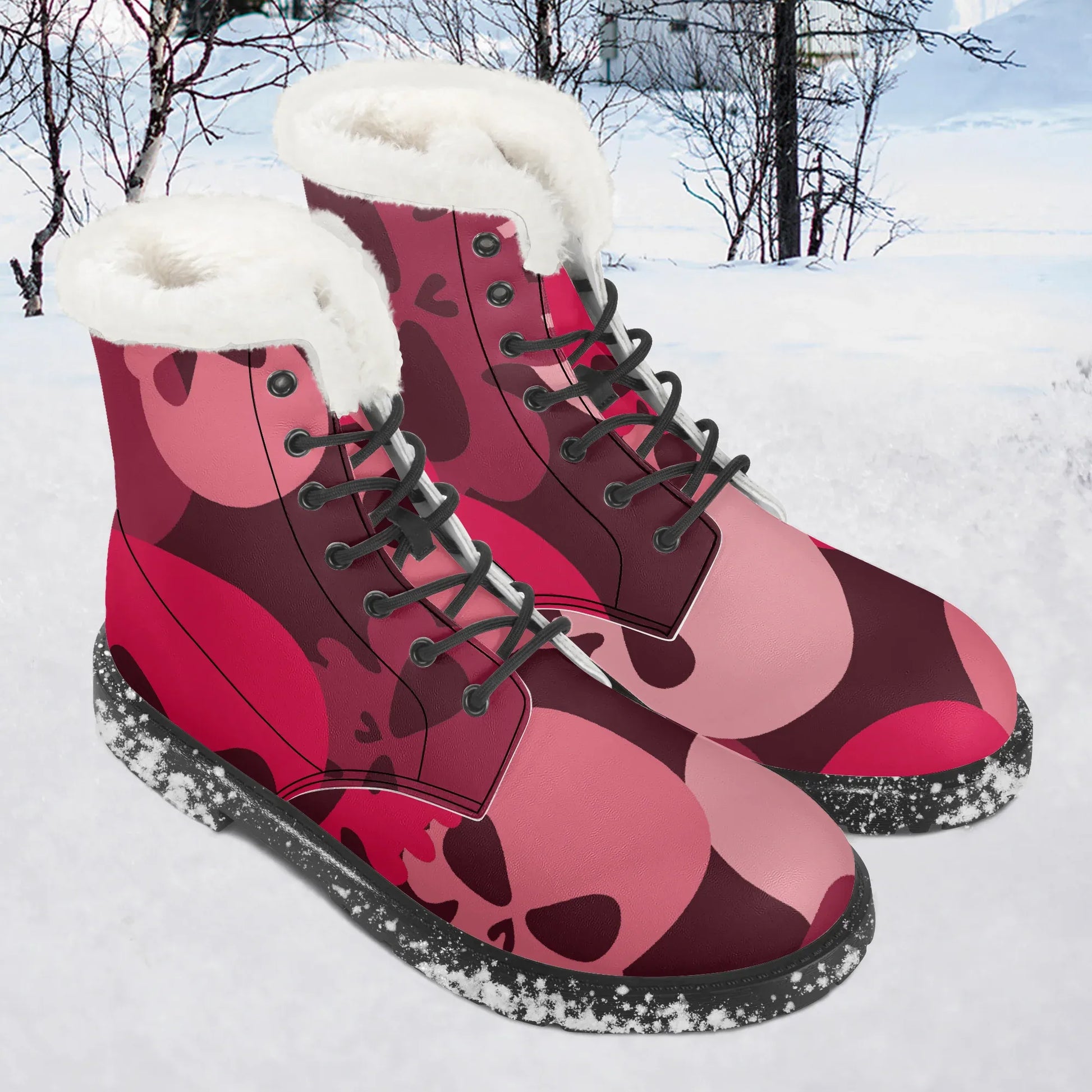 red-skull-faux-fur-leder-boots-boots-jlr-design-1 - JLR Design