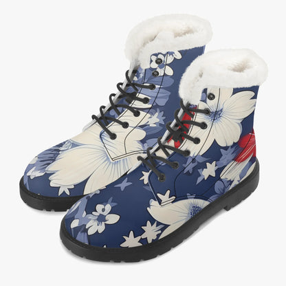 red-white-blue-flower-faux-fur-leder-boots-boots-jlr-design-2 - JLR Design
