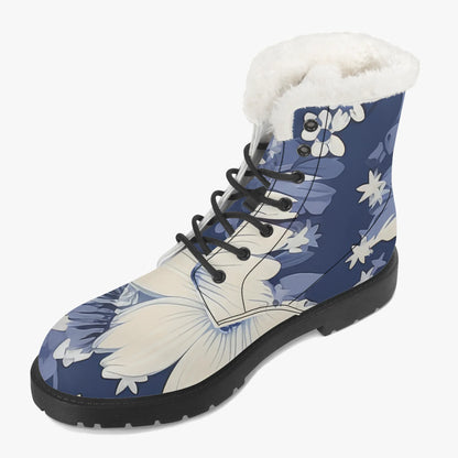 red-white-blue-flower-faux-fur-leder-boots-boots-jlr-design-3 - JLR Design