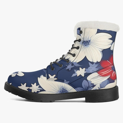 red-white-blue-flower-faux-fur-leder-boots-boots-jlr-design-4 - JLR Design