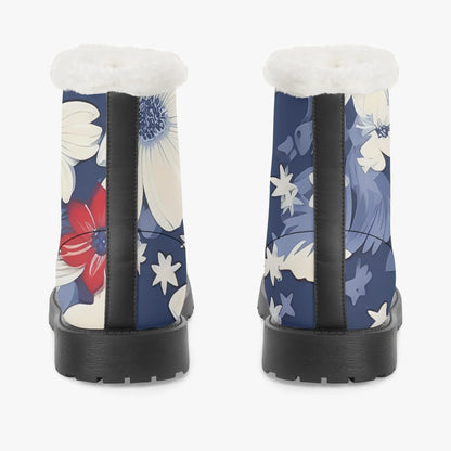 red-white-blue-flower-faux-fur-leder-boots-boots-jlr-design-6 - JLR Design