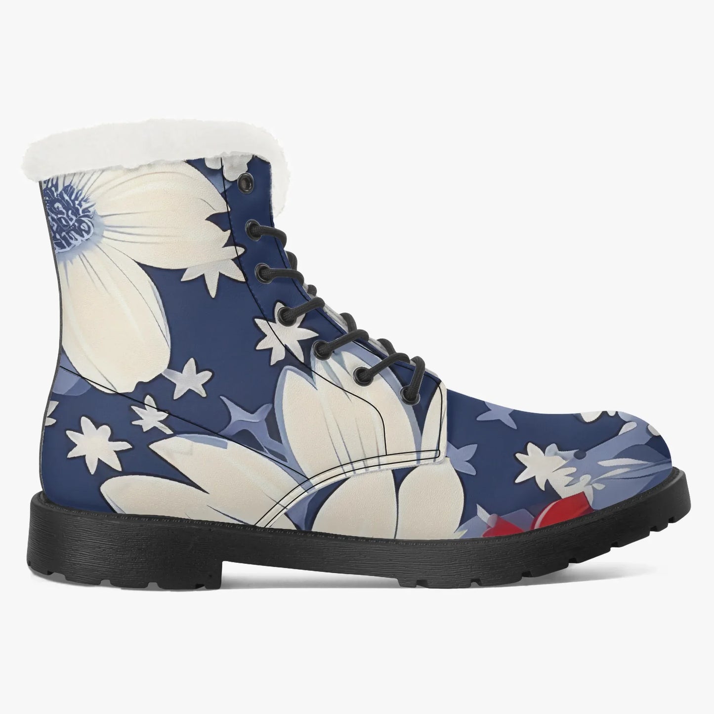 red-white-blue-flower-faux-fur-leder-boots-boots-jlr-design-8 - JLR Design
