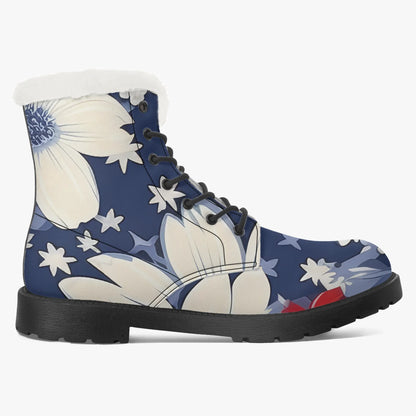 red-white-blue-flower-faux-fur-leder-boots-boots-jlr-design-8 - JLR Design