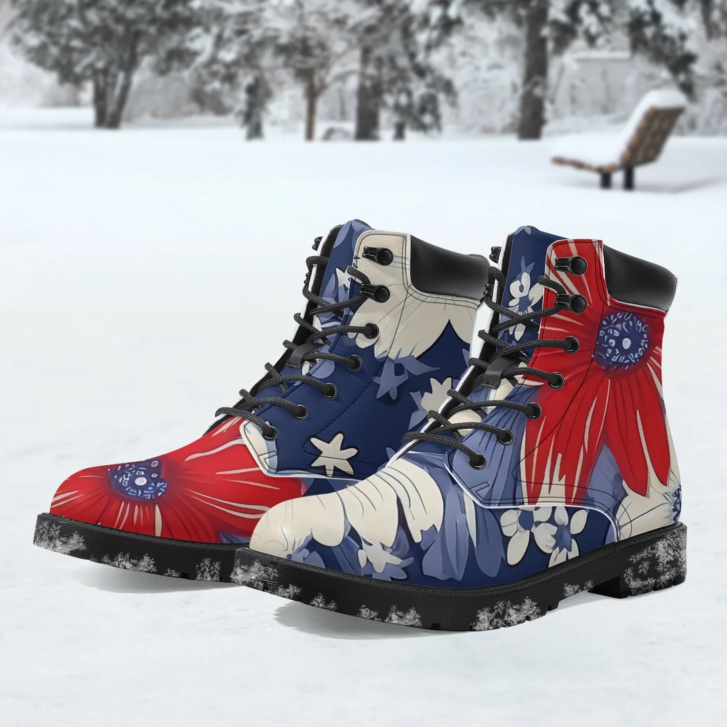 red-white-blue-flower-leder-boots-or-stylische-und-warme-winterstiefel-boots-jlr-design-1 - JLR Design