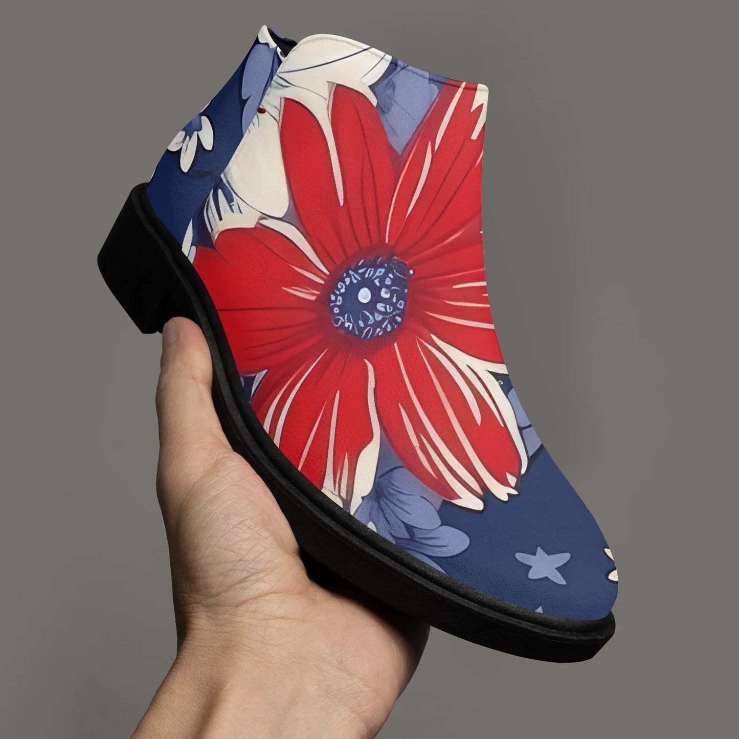 red-white-blue-flowers-elegante-reissverschluss-stiefeletten-stiefeletten-jlr-design-3 - JLR Design