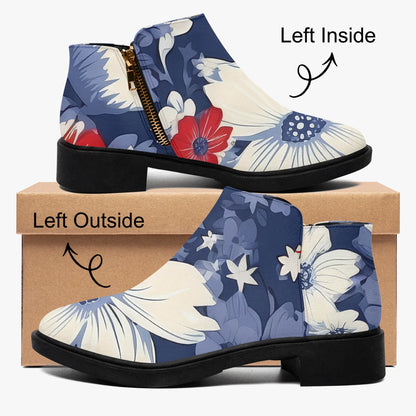 red-white-blue-flowers-elegante-reissverschluss-stiefeletten-stiefeletten-jlr-design-4 - JLR Design