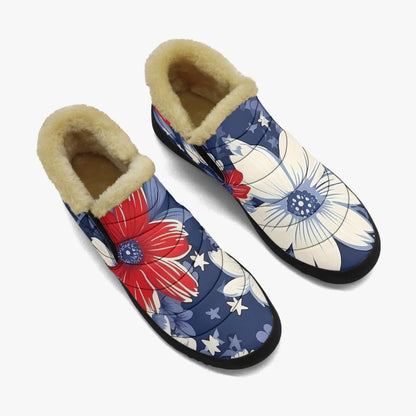 red-white-blue-flowers-faux-fur-slipper-slipper-jlr-design-2 - JLR Design