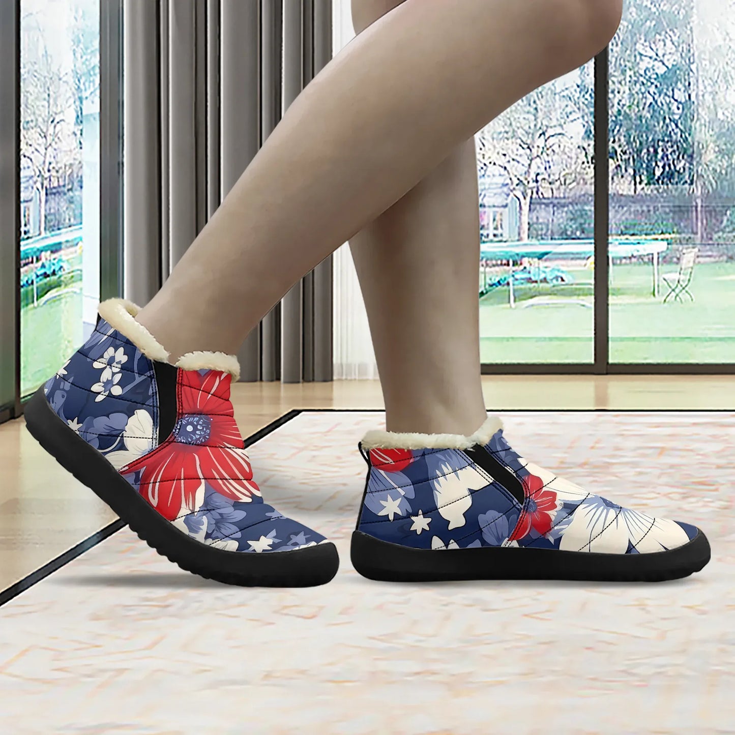 red-white-blue-flowers-faux-fur-slipper-slipper-jlr-design-3 - JLR Design