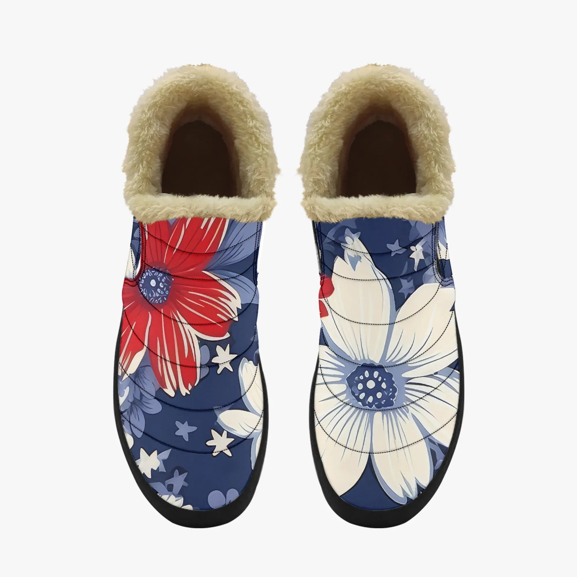 red-white-blue-flowers-faux-fur-slipper-slipper-jlr-design-5 - JLR Design
