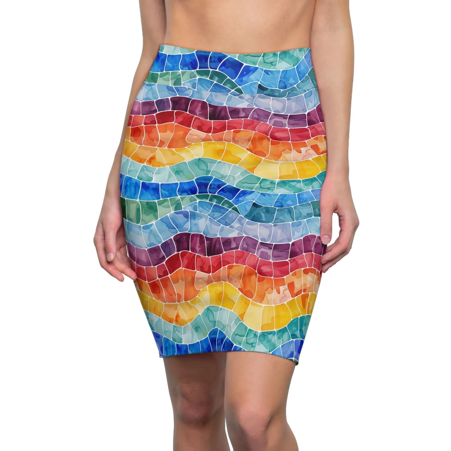 regenbogen-mosaik-bleistiftrock-fur-damen-eleganter-mid-waist-rock-mit-stretch-komfort-bleistiftrock-jlr-design-1 - JLR Design