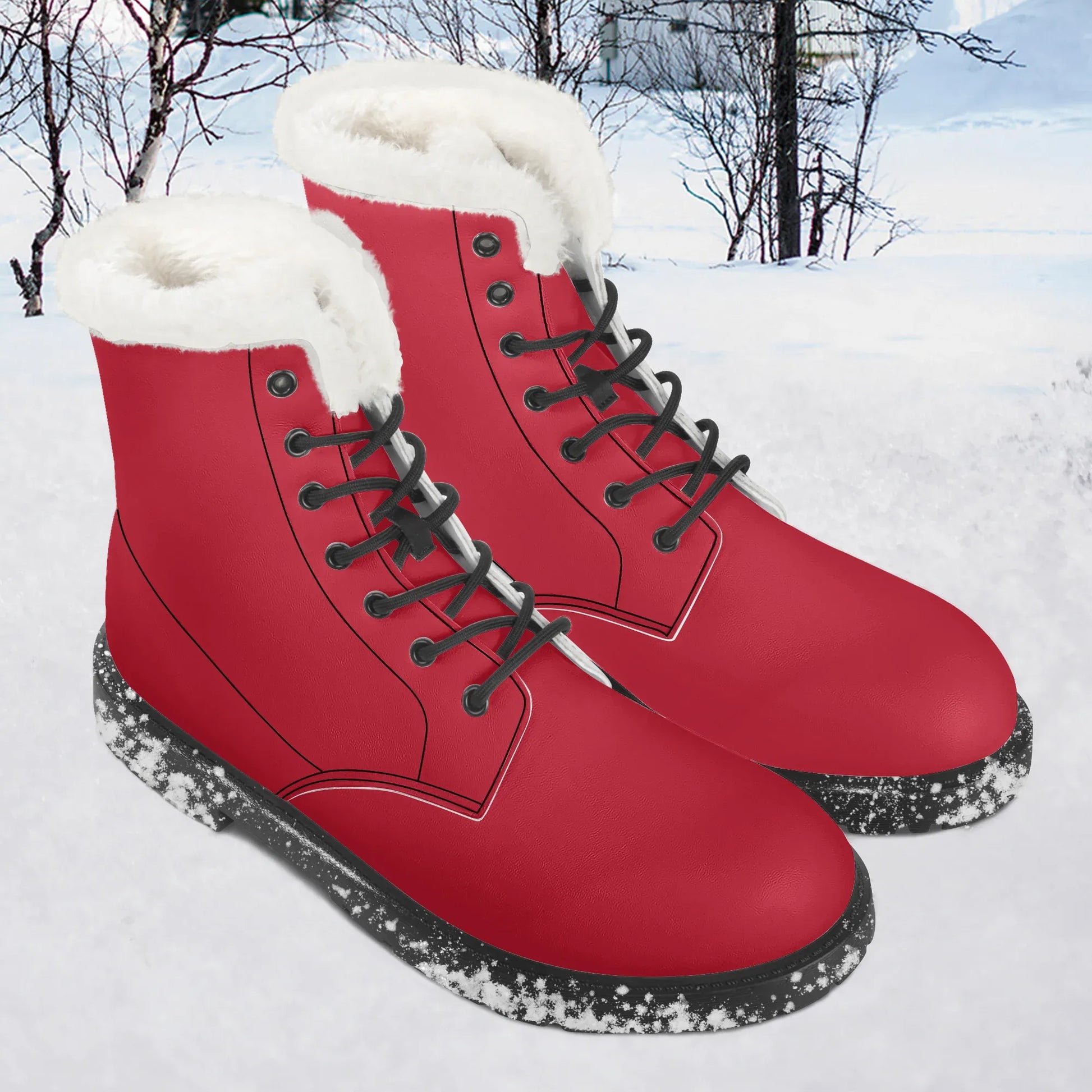 rote-faux-fur-leder-boots-boots-jlr-design-1 - JLR Design