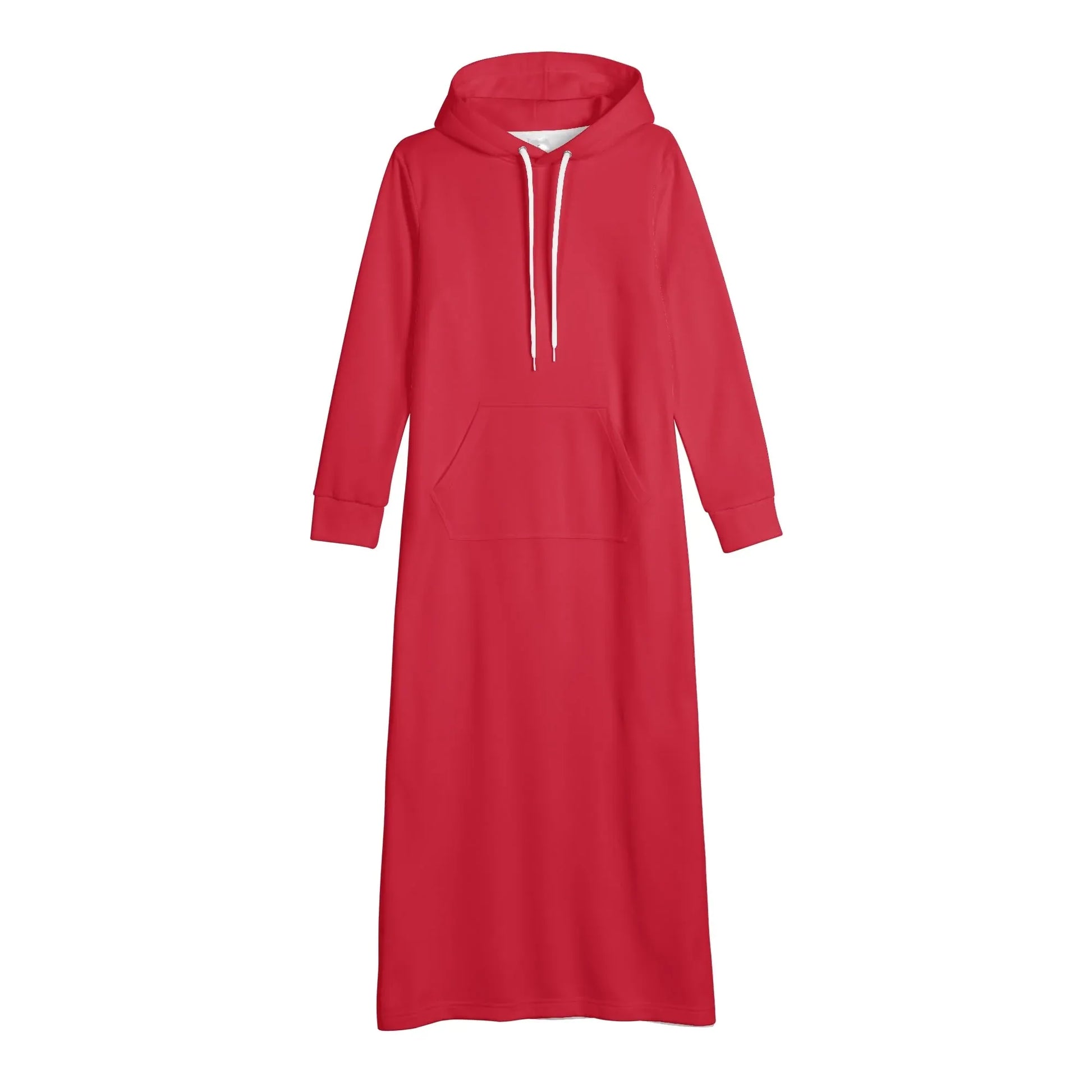 rotes-damen-maxi-hoodiekleid-knochellanges-kapuzenkleid-aus-weich-angerautem-fleece-hoodiekleid-jlr-design-4 - JLR Design