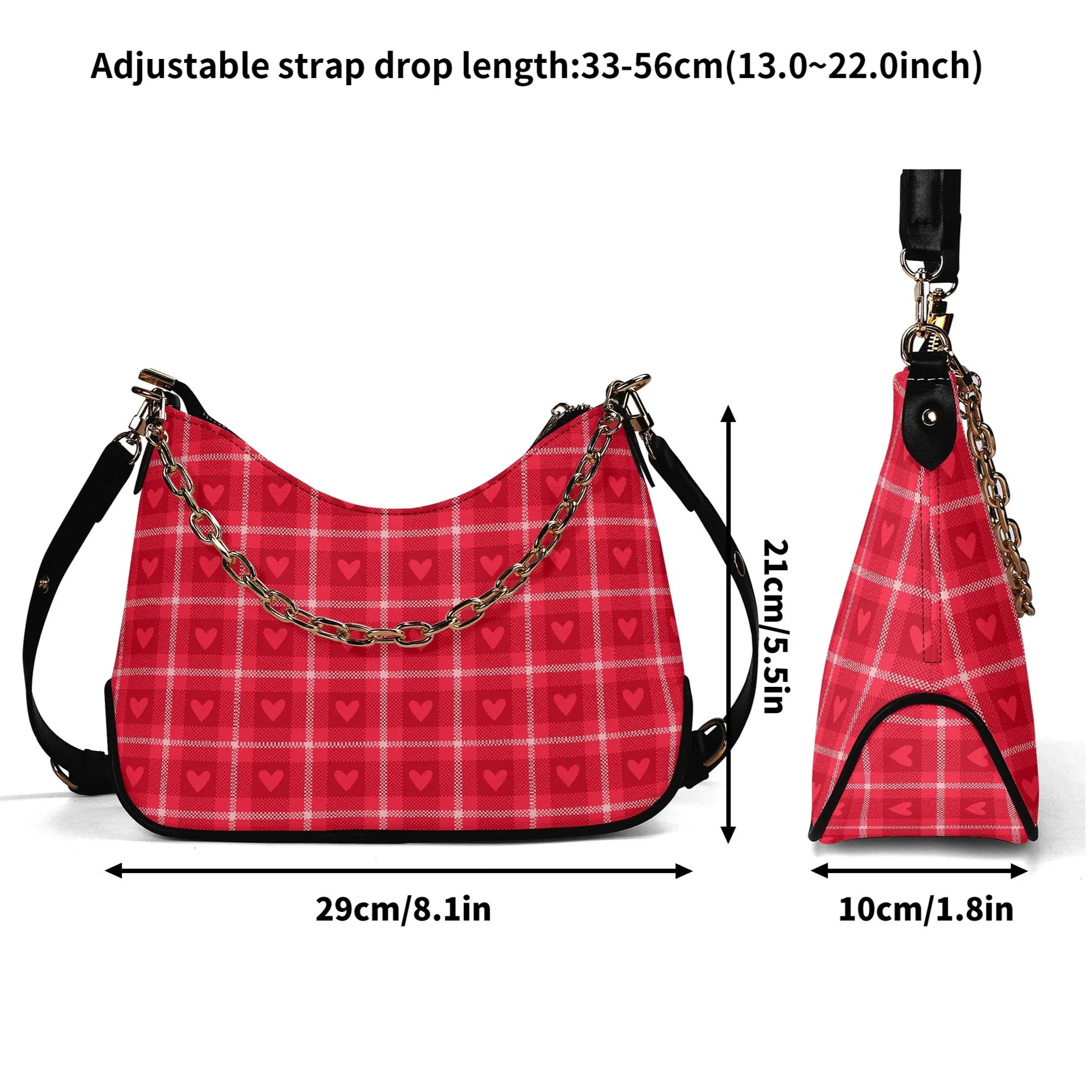 rotes-flanell-herz-elegante-umhangetasche-mit-kette-umhangetasche-jlr-design-7 - JLR Design