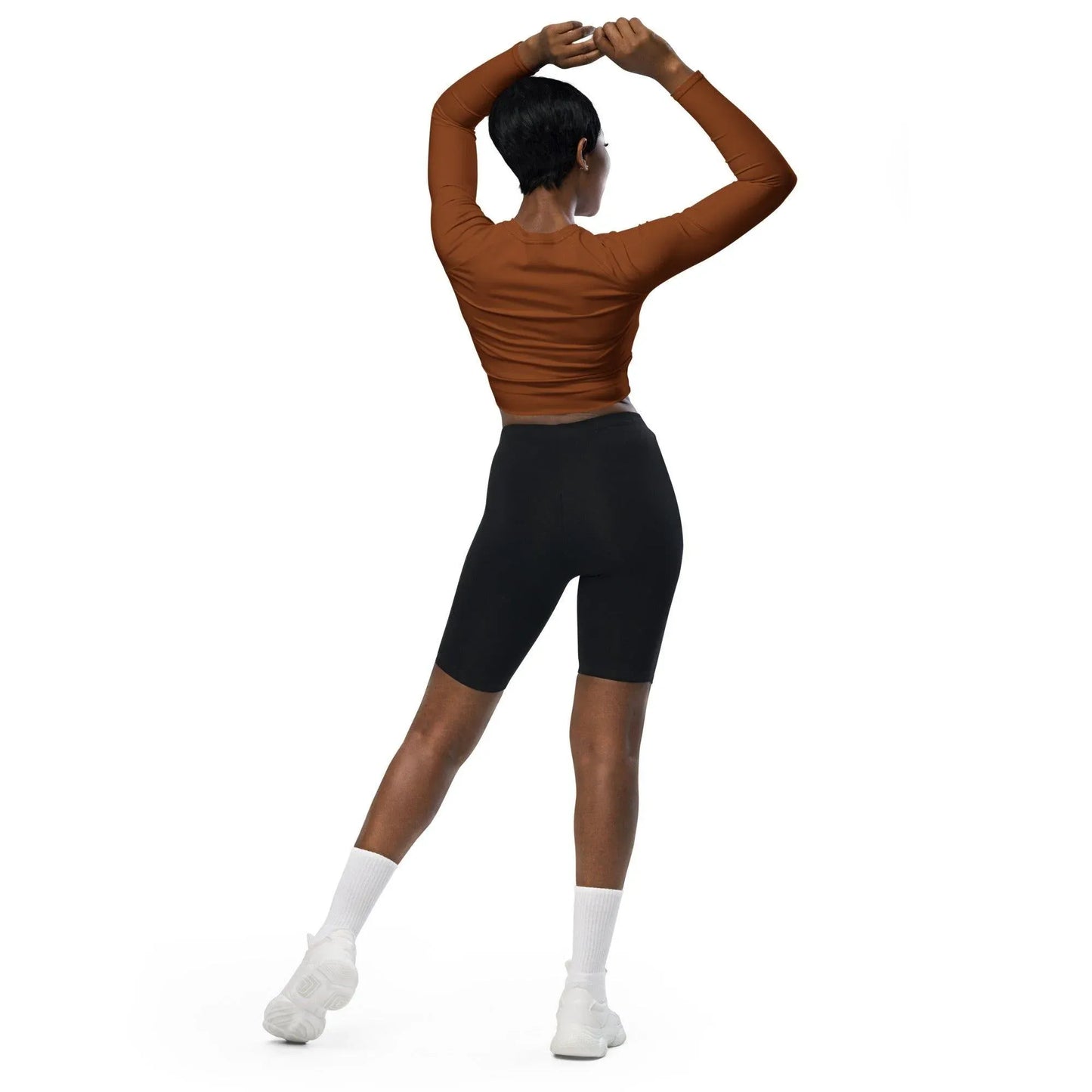 saddle-brown-long-sleeve-damen-crop-top-long-sleeve-crop-top-jlr-design-3 - JLR Design
