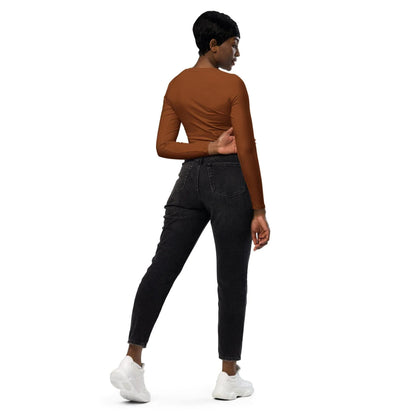 saddle-brown-long-sleeve-damen-crop-top-long-sleeve-crop-top-jlr-design-4 - JLR Design