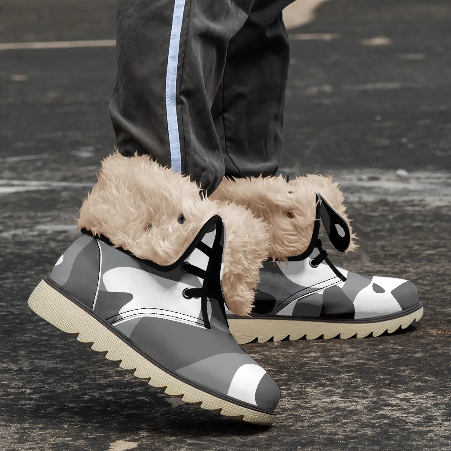 schwarz-grau-weiss-camouflage-chic-boots-mit-pluschfutter-stiefel-jlr-design-1 - JLR Design