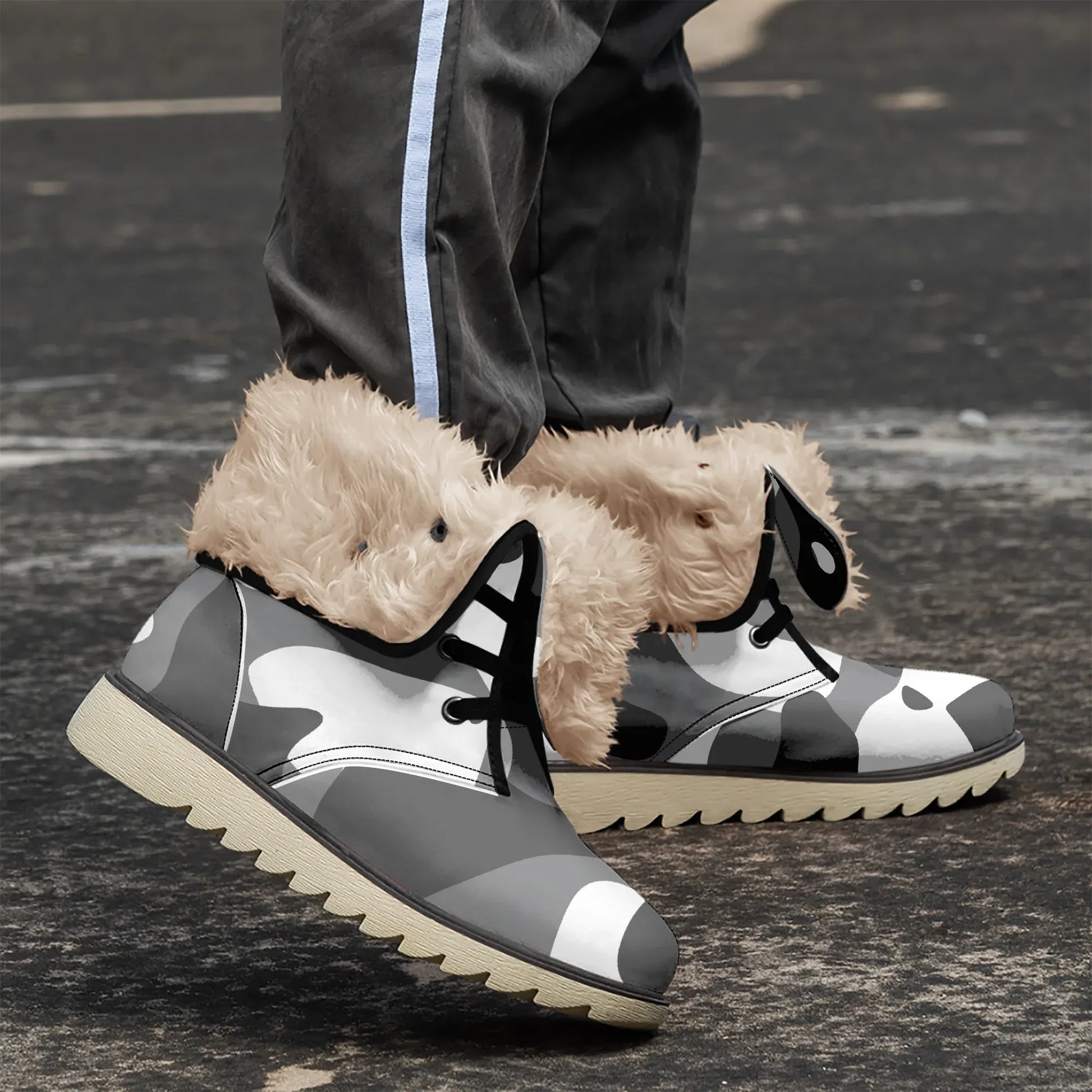 schwarz-grau-weiss-camouflage-chic-boots-mit-pluschfutter-stiefel-jlr-design-1 - JLR Design