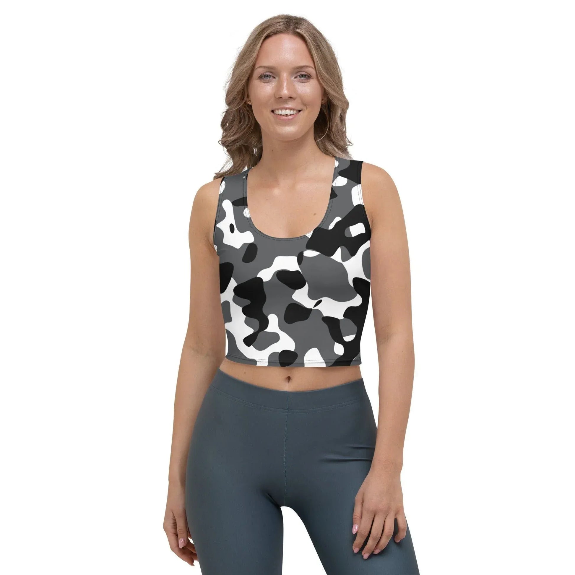 schwarz-grau-weiss-camouflage-damen-crop-top-crop-top-jlr-design-1 - JLR Design