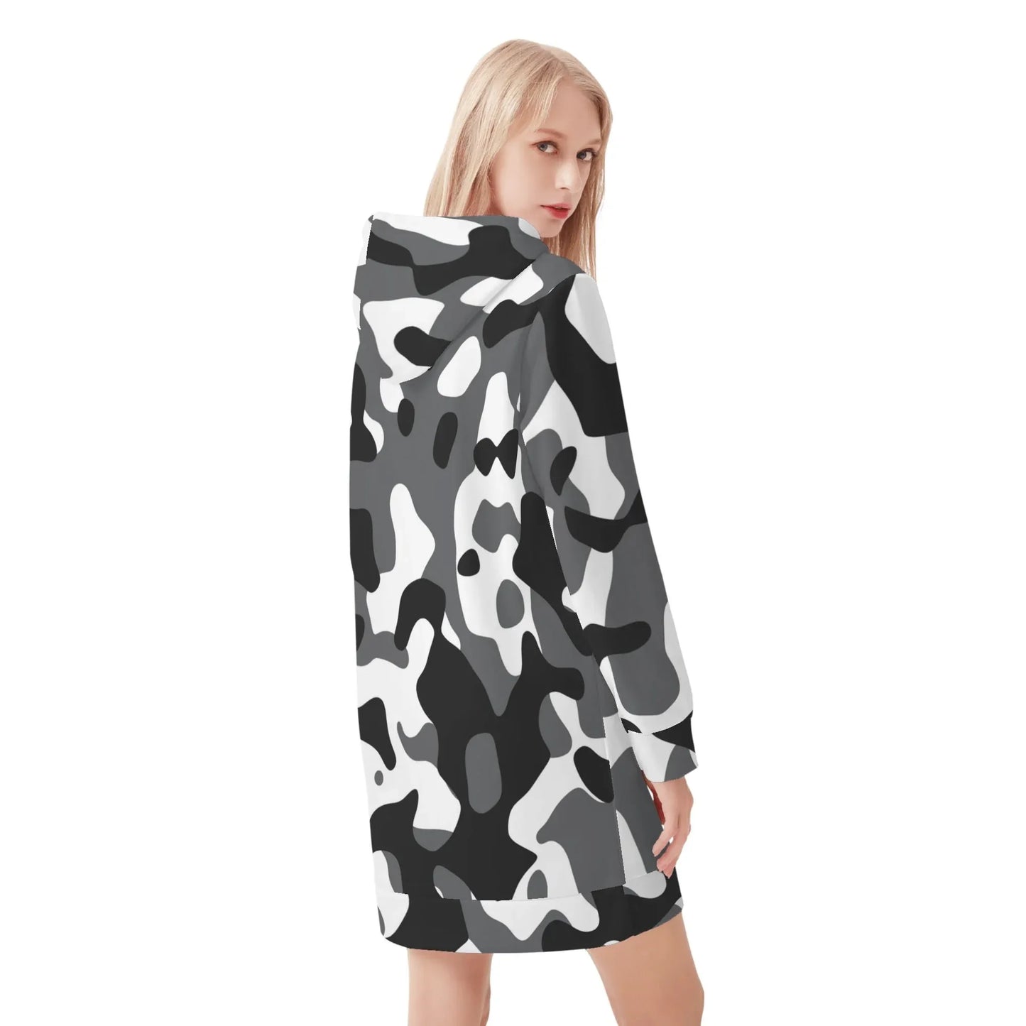 schwarz-grau-weiss-camouflage-damen-hoodiekleid-warmes-velvet-kapuzenkleid-aus-weichem-samt-fleece-hoodiekleid-jlr-design-2 - JLR Design