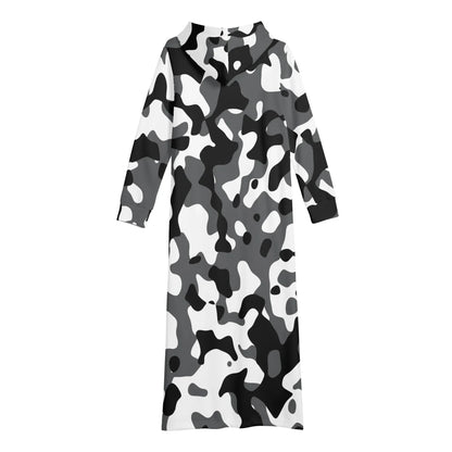 schwarz-grau-weiss-camouflage-damen-maxi-hoodiekleid-knochellanges-kapuzenkleid-aus-weich-angerautem-fleece-hoodiekleid-jlr-design-5 - JLR Design
