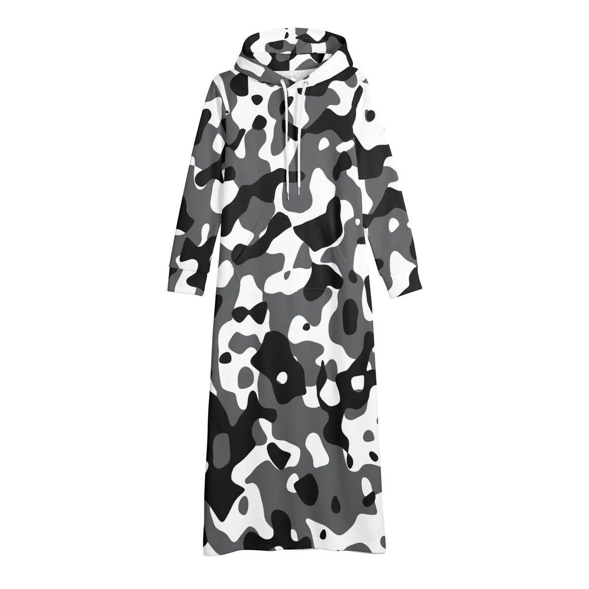 schwarz-grau-weiss-camouflage-damen-maxi-hoodiekleid-knochellanges-kapuzenkleid-aus-weich-angerautem-fleece-hoodiekleid-jlr-design-jlr-design-de-4 - JLR Design